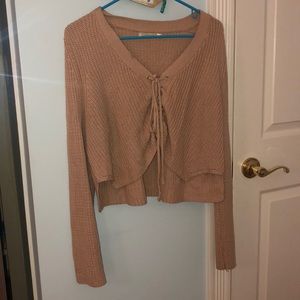 LF Cropped Tie Up Mauve sweater